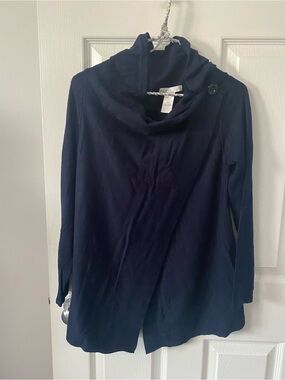 cleo Navy Cowl Neck Sweater with Button Accent